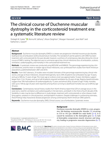 The clinical course of Duchenne muscular dystrophy in the corticosteroid treatment era: a systematic literature review