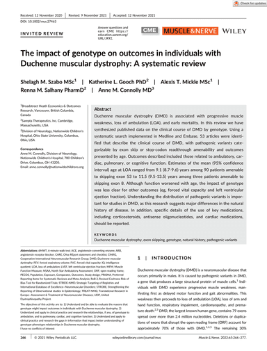 The impact of genotype on outcomes in individuals with Duchenne muscular dystrophy: a systematic review