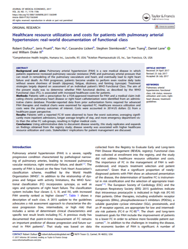 Healthcare Resource Utilization and Costs for Patients with Pulmonary Arterial Hypertension: Real-world Documentation of Functional Class