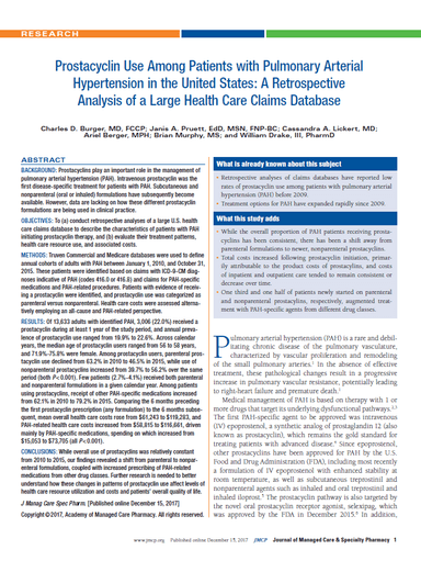 Prostacyclin Use Among Patients with Pulmonary Arterial Hypertension in the United States: A Retrospective Analysis of a Large Health Care Claims Database